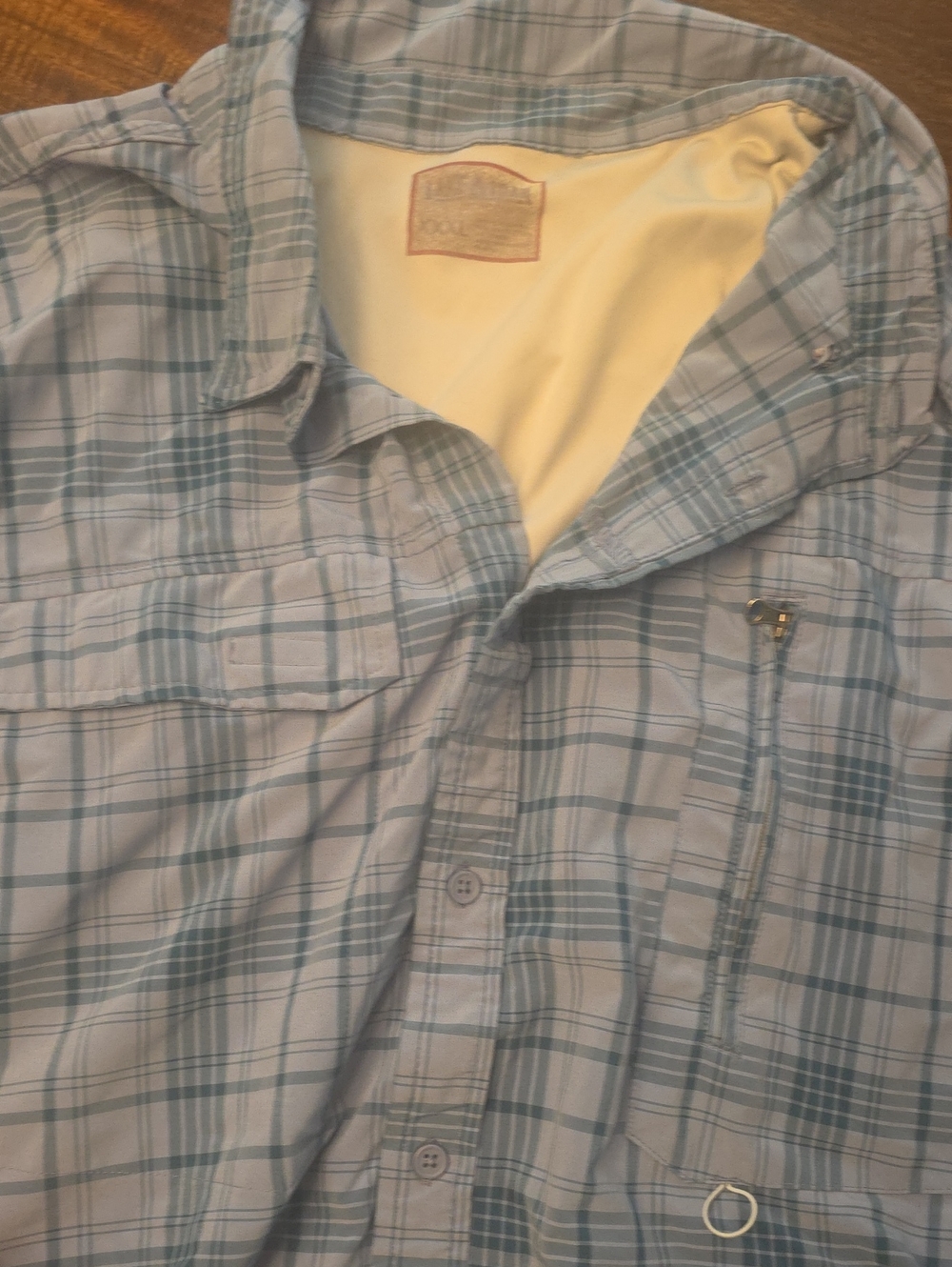 Magellan Outdoors Light Blue Plaid Button-Down Shirt